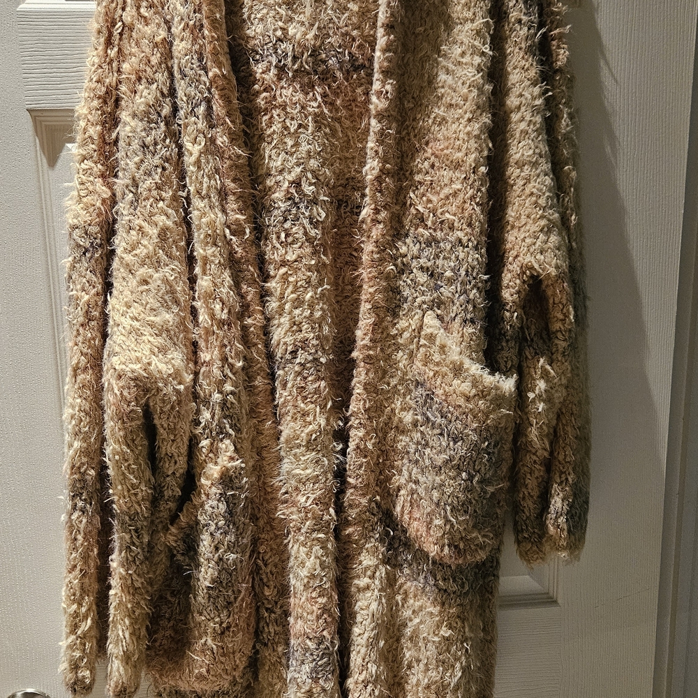 Free People Tan and Brown Sweater Poncho
